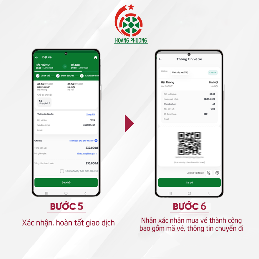 Sau khi đặt vé thành công, bạn sẽ nhận được code vé và mã QR