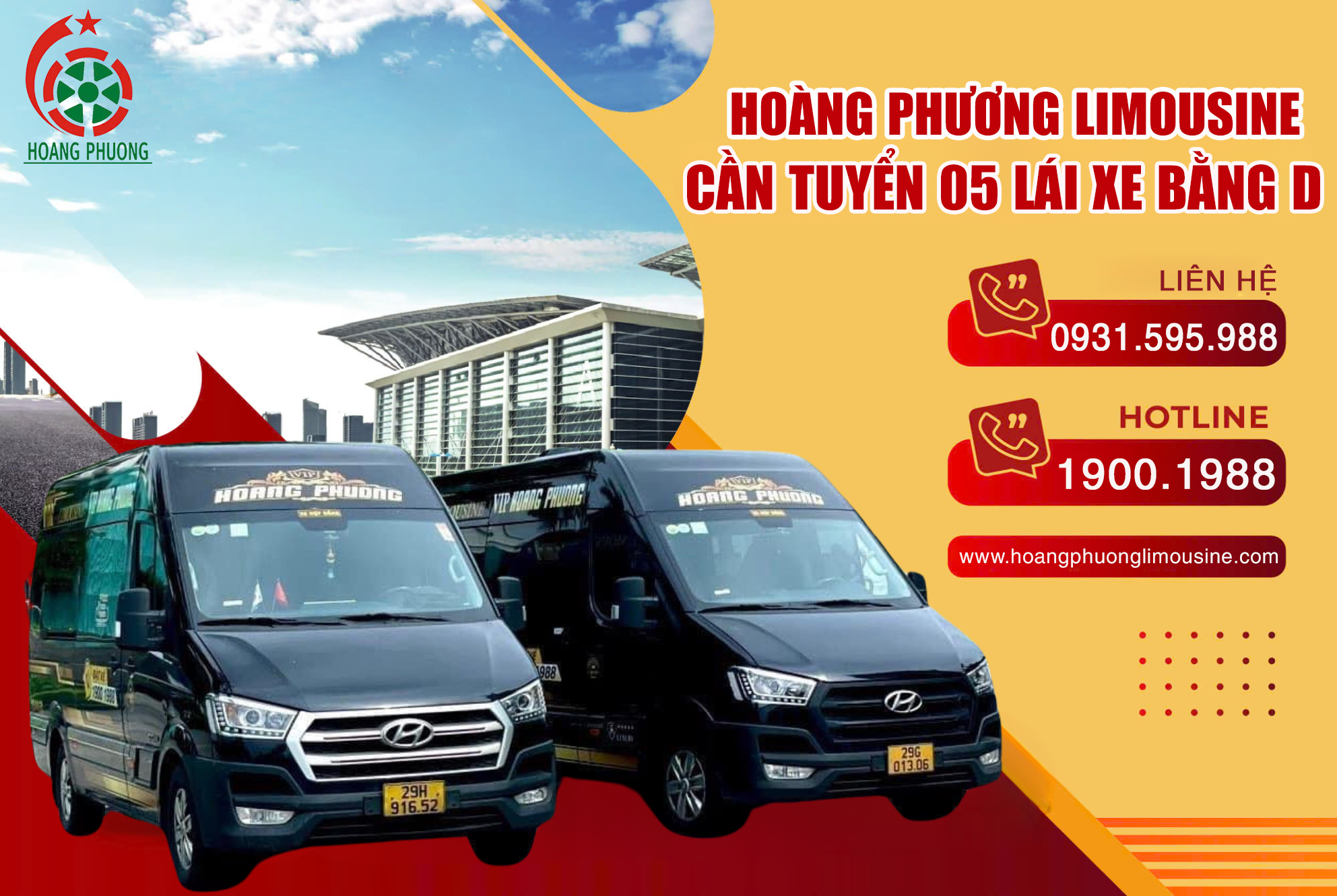 Hoàng Phương Limousine cần tuyển 05 lái xe bằng D