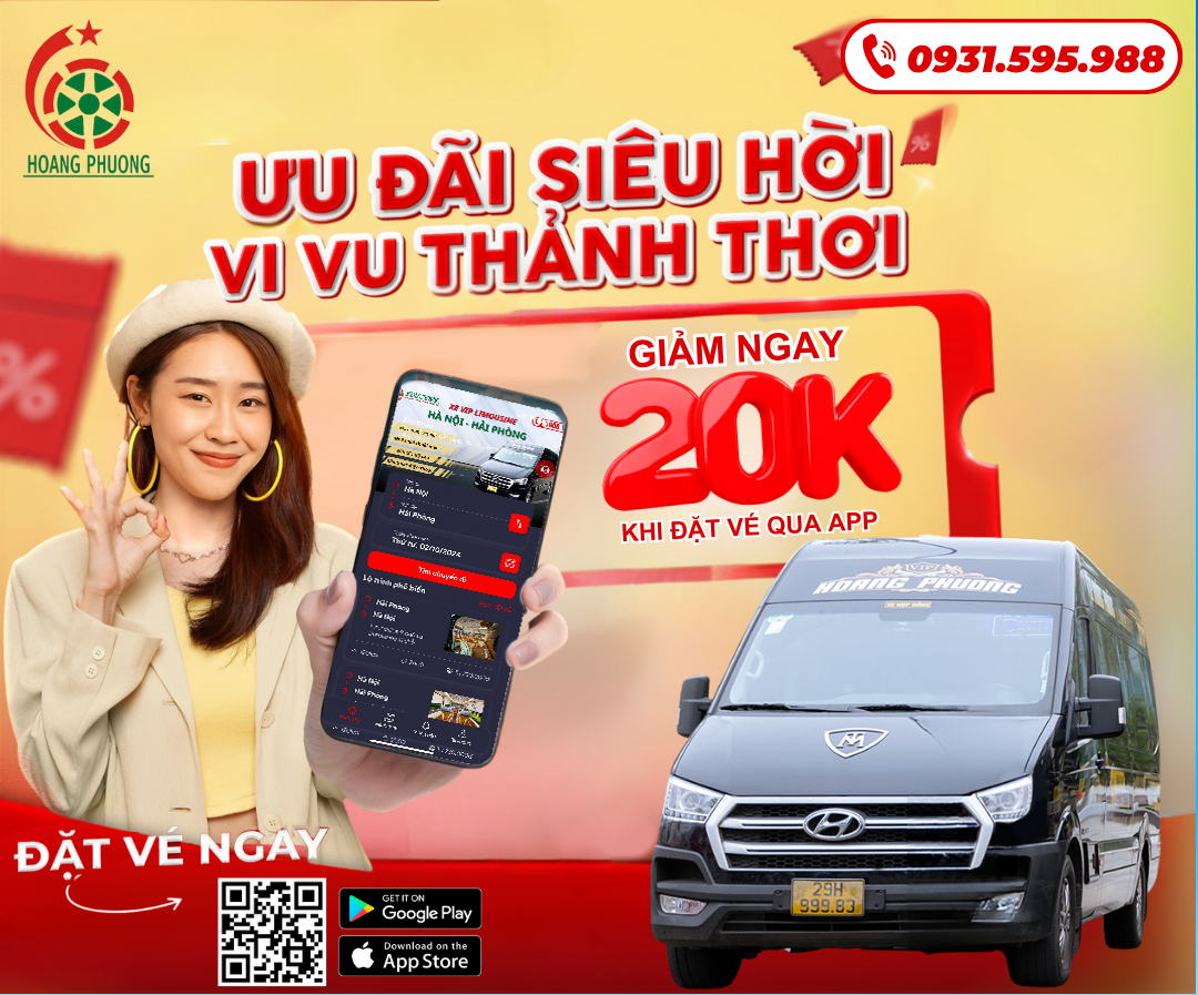 Ưu đãi siêu hời - Giảm ngay 20k khi đặt vé qua app Hoàng Phương Limousine
